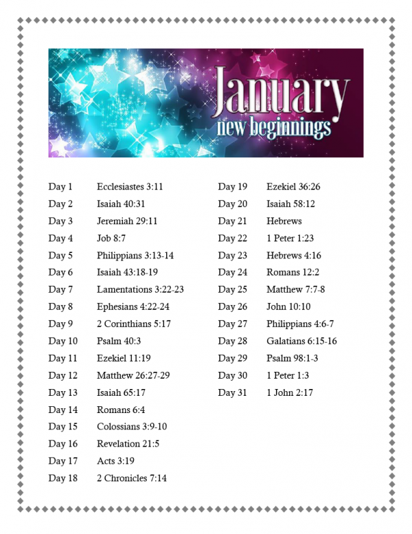 Readings for January Chambersburg Church of the Brethren